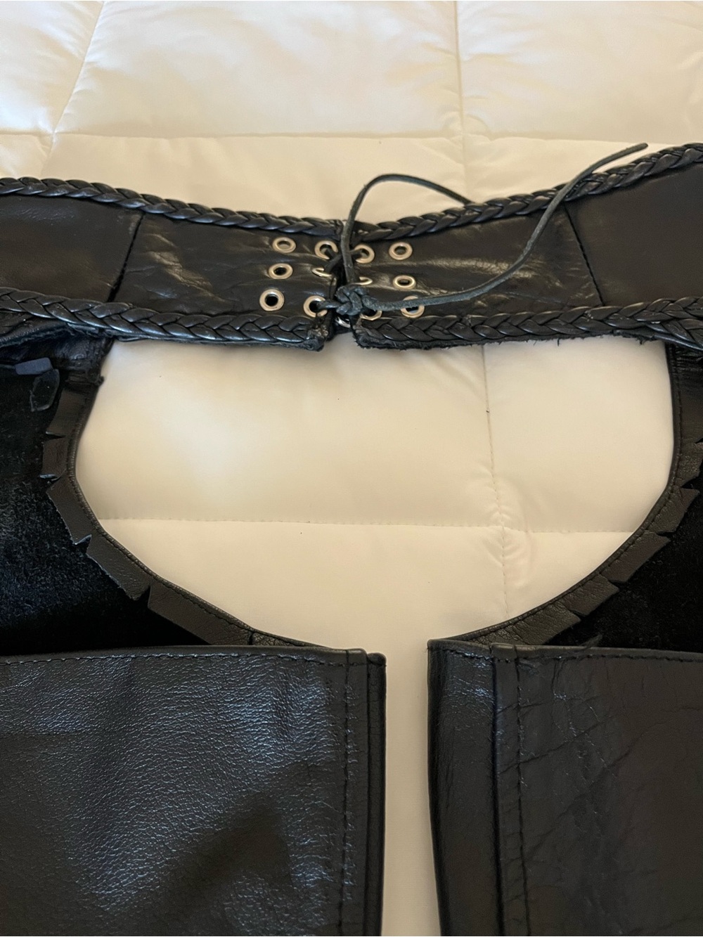 UNIK Black 100% genuine Leather Fringe Chaps - Picture 4 of 4
